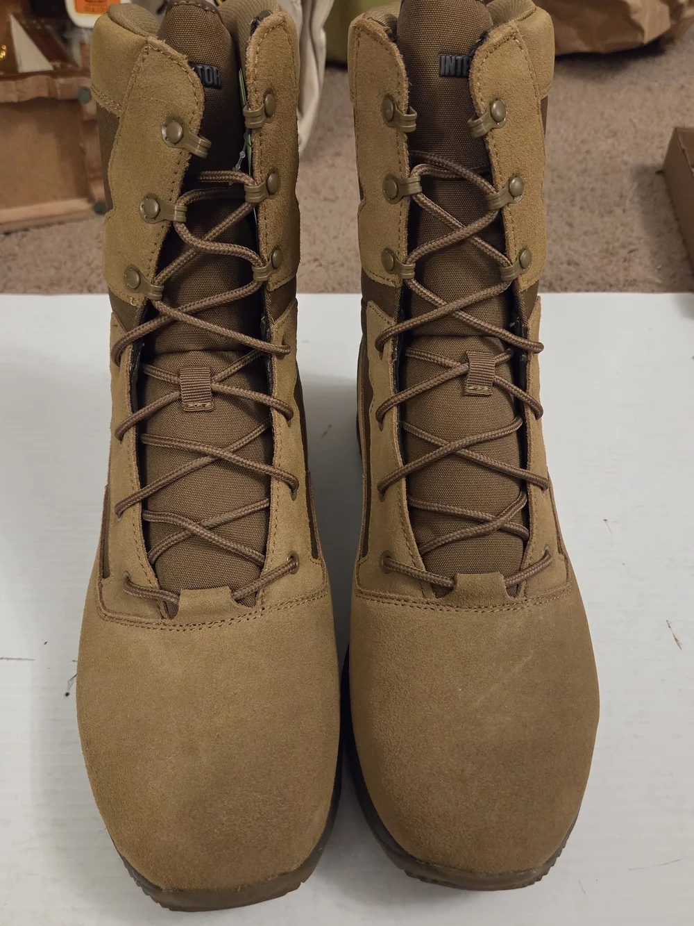 Men's Tactical Work Boots - Tan Suede & Fabric